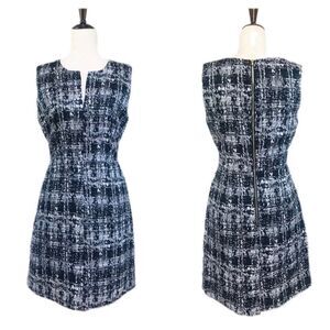 PIM + LARKIN Metallic Tweed Mini Sheath Dress Sleeveless Gray Black Size Medium